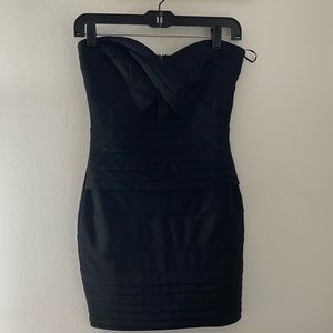Black Strapless Cutout Mini Dress